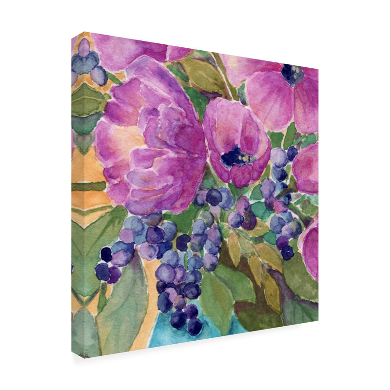 «Violets and Berries» par Yachal Design - impression sur toile tendue, H 18 po x l 18 po x P 2 po