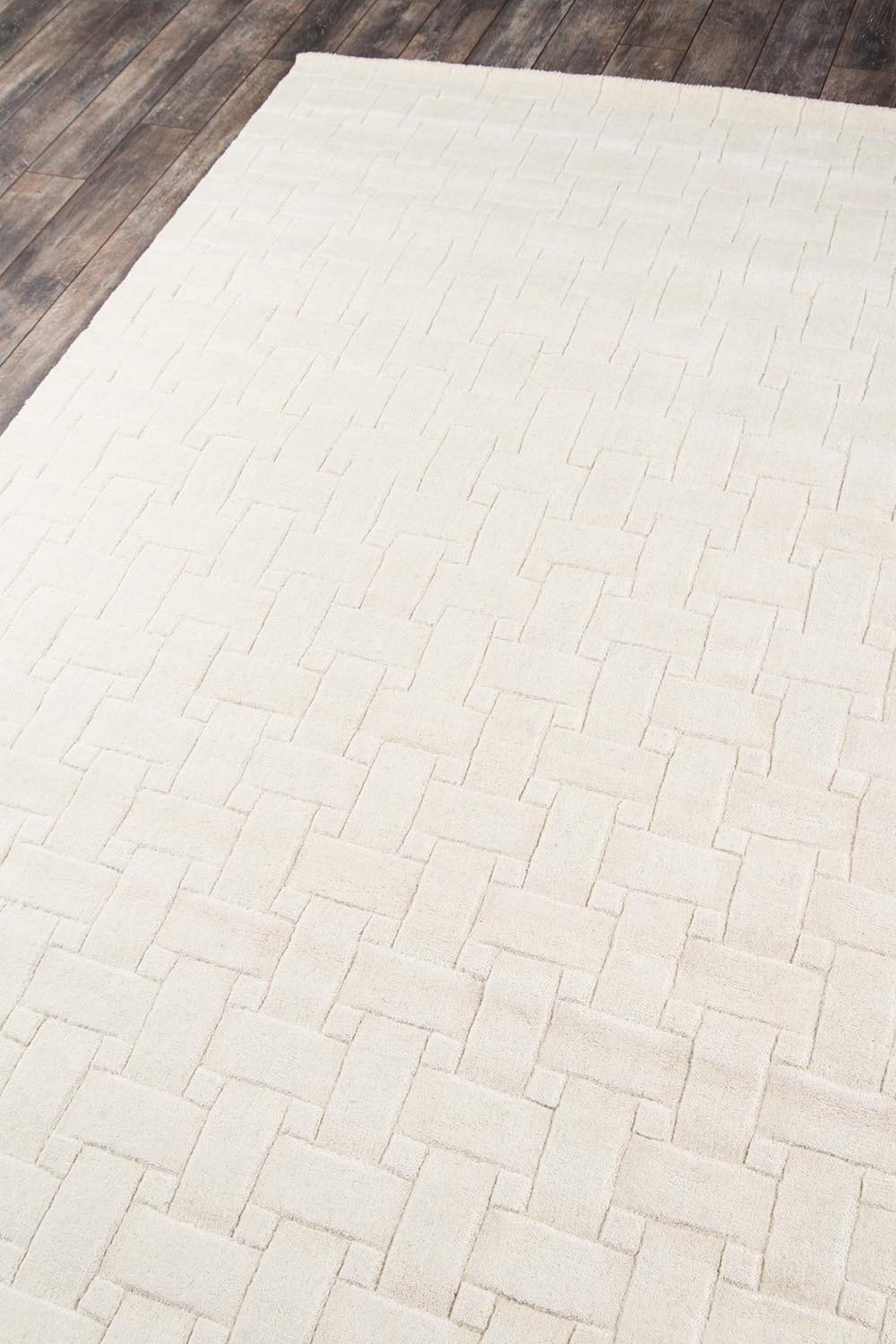 Carissa Ivory Hand-Tufted Geometric Wool Rug, Runner 2'3" x 8'