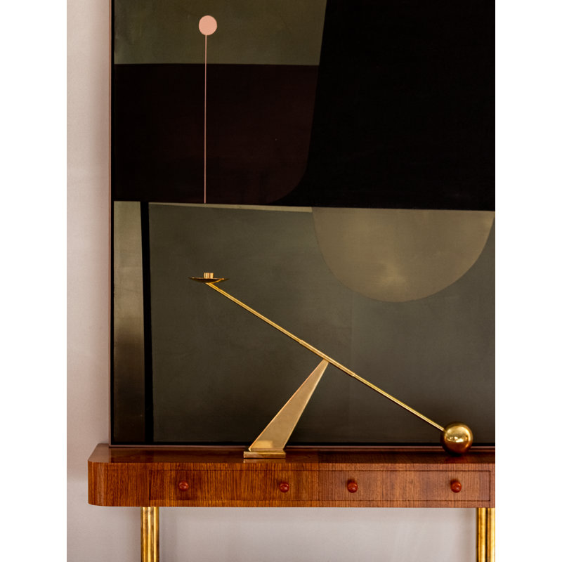 Interconnect Candlestick, Polished Brass, 16.3" H x 27.6" W x 5.1" D