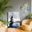 Zen Zen & Lotus, art mural encadré en bois à l'arrière, 30 x 20