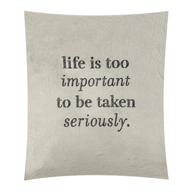 Tapisserie de levity et citation en polyester, H 80 po x l 68 po, Blanc / Noir