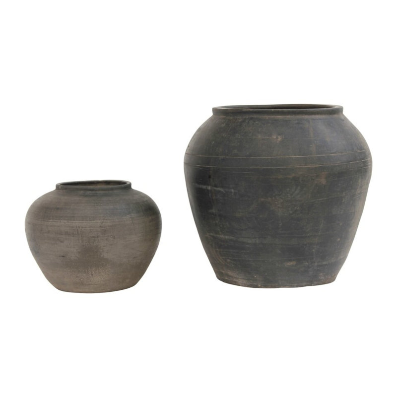 Black Indoor / Outdoor Earthenware, 10" H x 11" W x 11" D