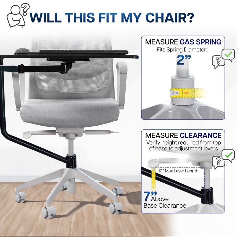 Vivo Office Chair Mounted 26 x 12 inch Full Motion Keyboard and Mouse Tray (MOUNT-KB08C)