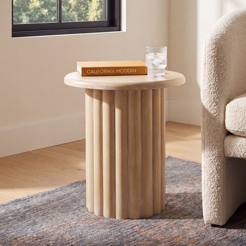 Oblak Monka End Table, Bleached White