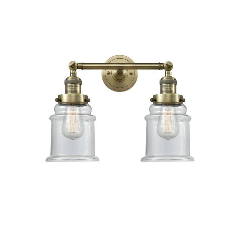 Galaviz 2 - Light Dimmable Vanity Light, 6 Watt Vinage LED Bulb, Clear, Antique Brass