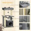 90cm Cat Tower with Sisal Scratching Posts, Cat Condo, Hammock, Top Perch & 2 Hanging Toys, Grey Cat Tree