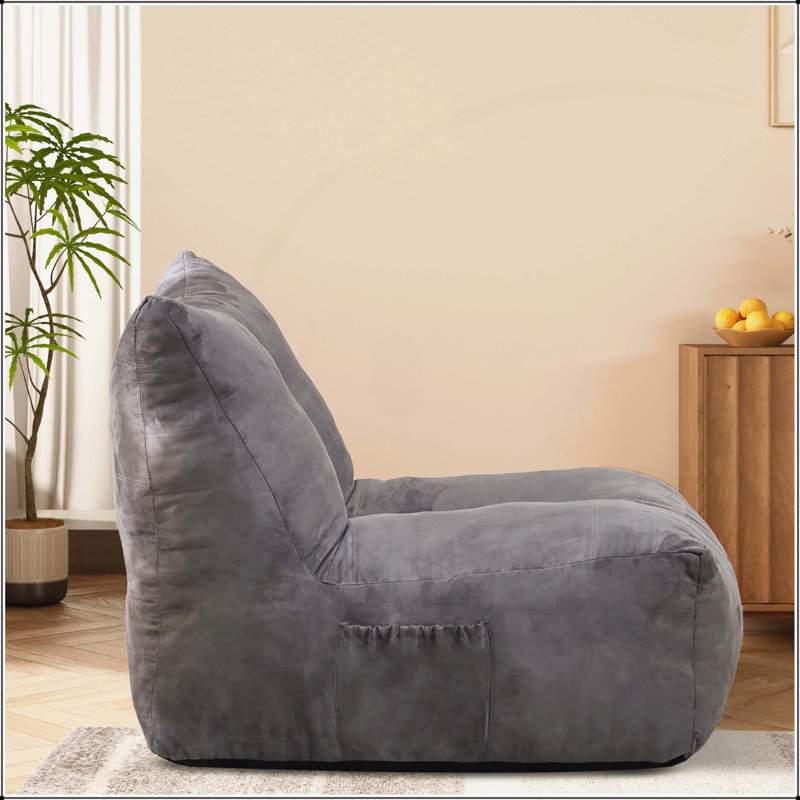 Fauteuil à billes gonflable, Suède gris