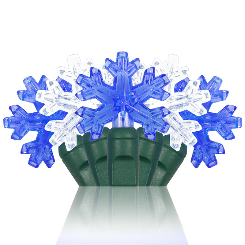 35 Light LED Snowflake String Lights, Blue / Cool White
