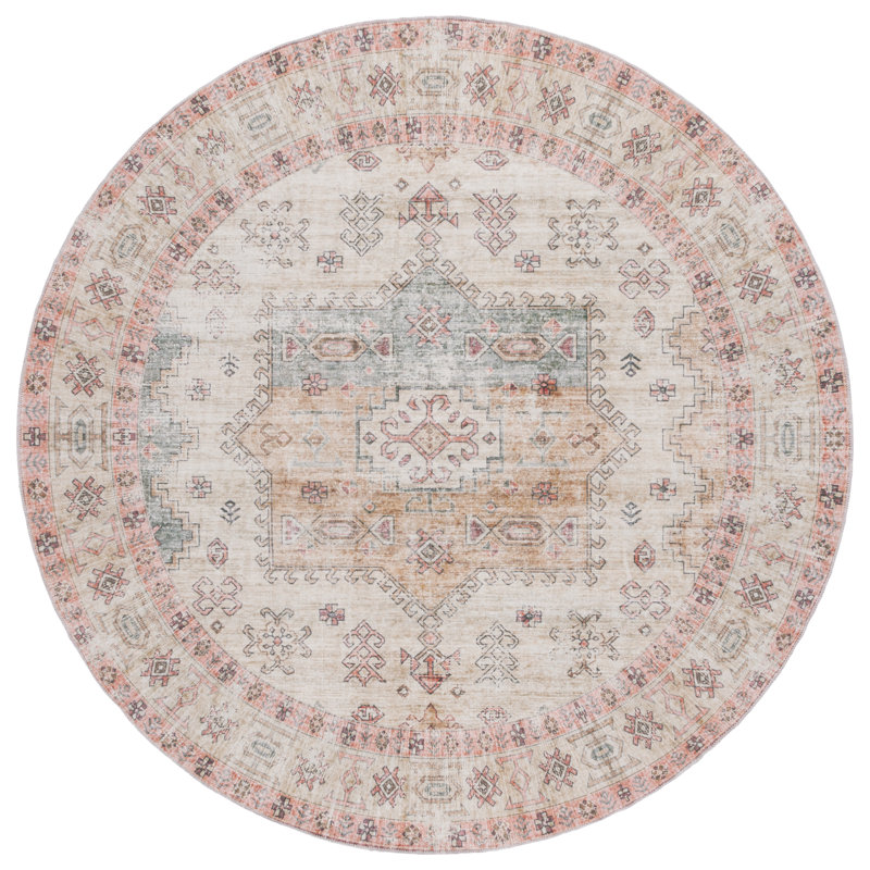 Maritess Machine Washable Performance Oriental Rug, Round 6'