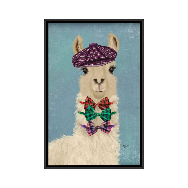 «Llama Dapper» par Fab Funky - impression d'art graphique, Aucun mat, H 26 po x l 18 po x 1,5 po, Toile avec cadre noir