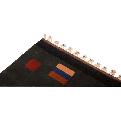 High-Quality Hand-Knotted Black Area Rug
