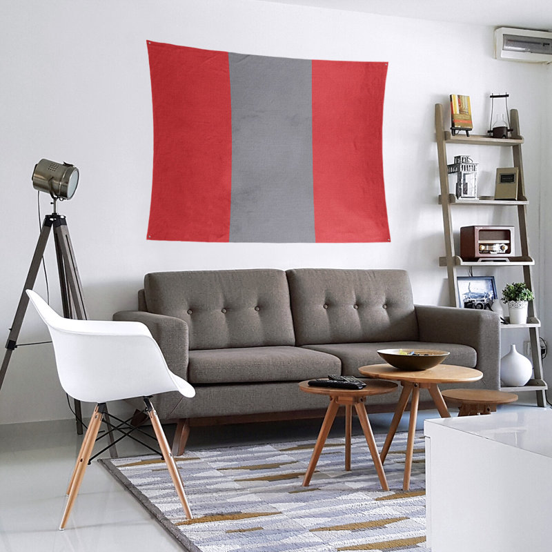 Tapisserie en polyester Carolina, Rouge / gris mat / rouge, H 27,5 po x l 37,5 po