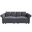 Canapé-lit Chesterfield de 90 po en velours avec très grand lit, canapé-lit convertible avec 4 coussins, gris-1852260285