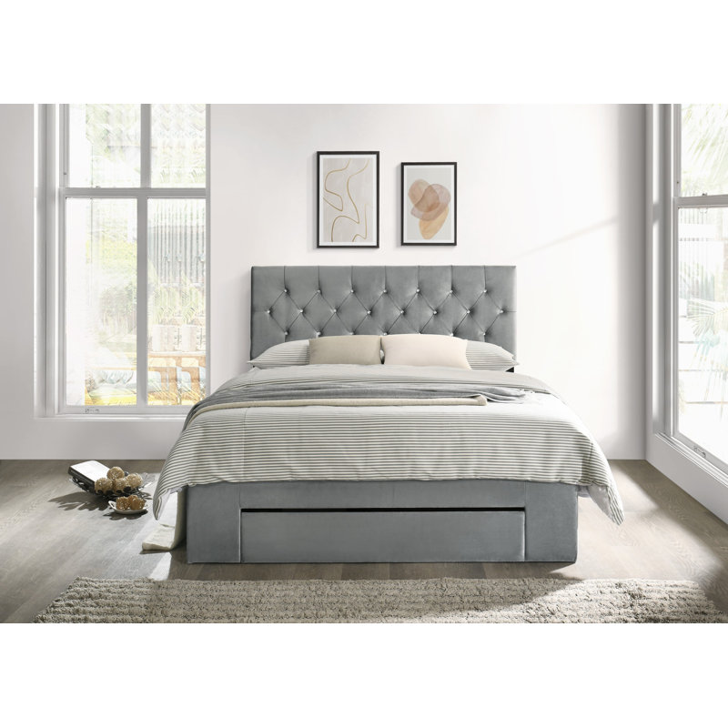 Aerilyn Upholstered Storage Bed, Silver Grey, Kingsize (5')