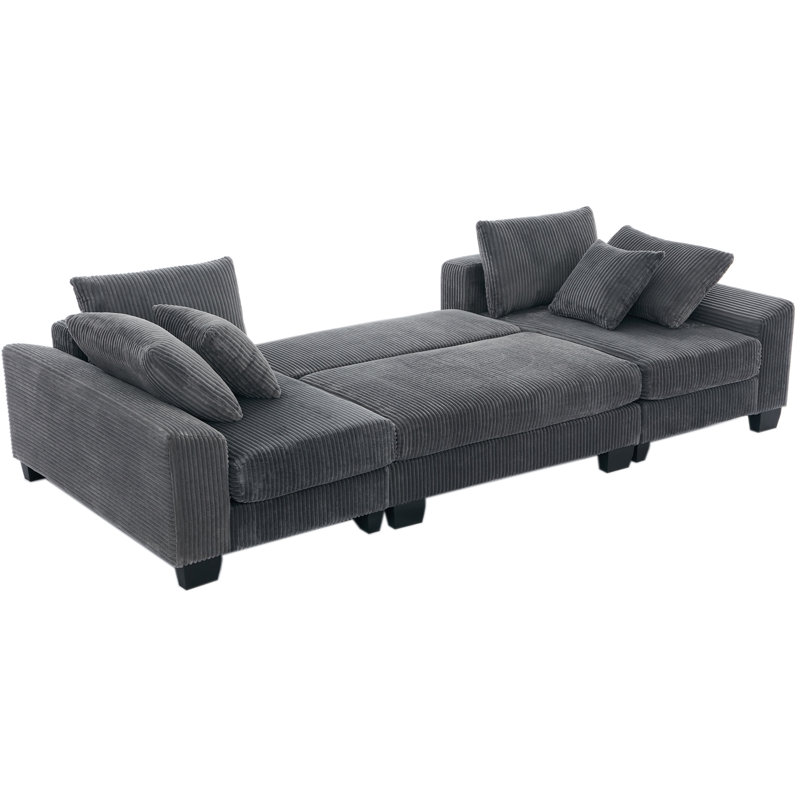 Canapé-lit convertible en forme de U, lit escamotable, conception 2 en 1 pour un salon confortable, Gris foncé