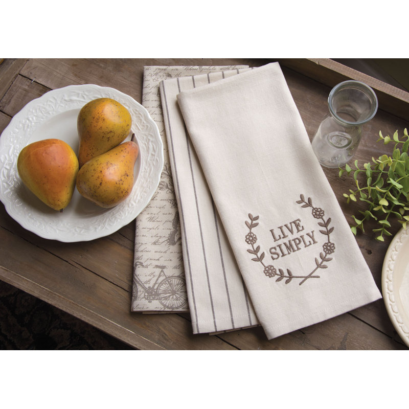 Nature's Script Embroidered Tea Towel Kitchen Towel