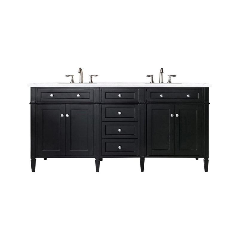Meuble-lavabo double l 72 po Dussault, Noir onyx, Noctis éthéré, 8 po