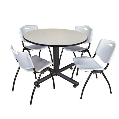 Table de salle de repos Nicklo, chaises empilables 4 M