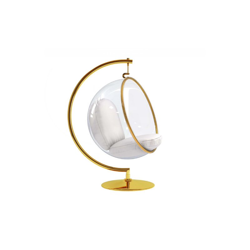 Chaise à bulles suspendue avec support, Clair/ doré