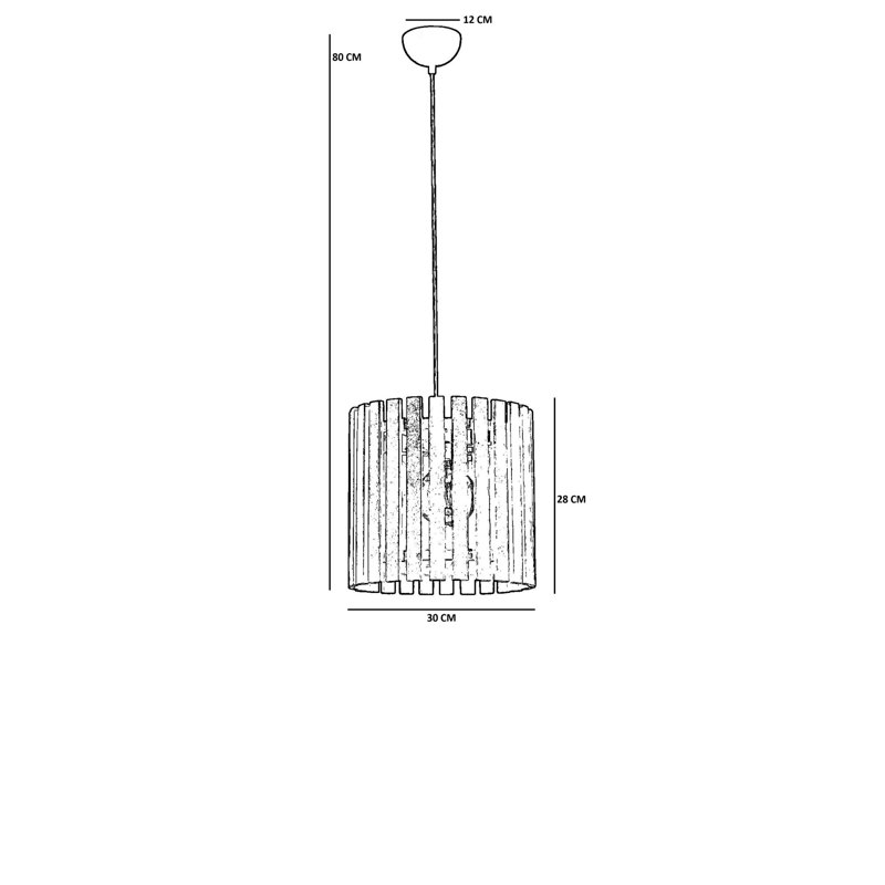Lustre, Noyer / noir, H 31,44 po x l 11,79 po x P 11,79 po