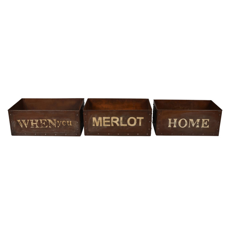 Merlot Rustic Iron Tray, Set of 3