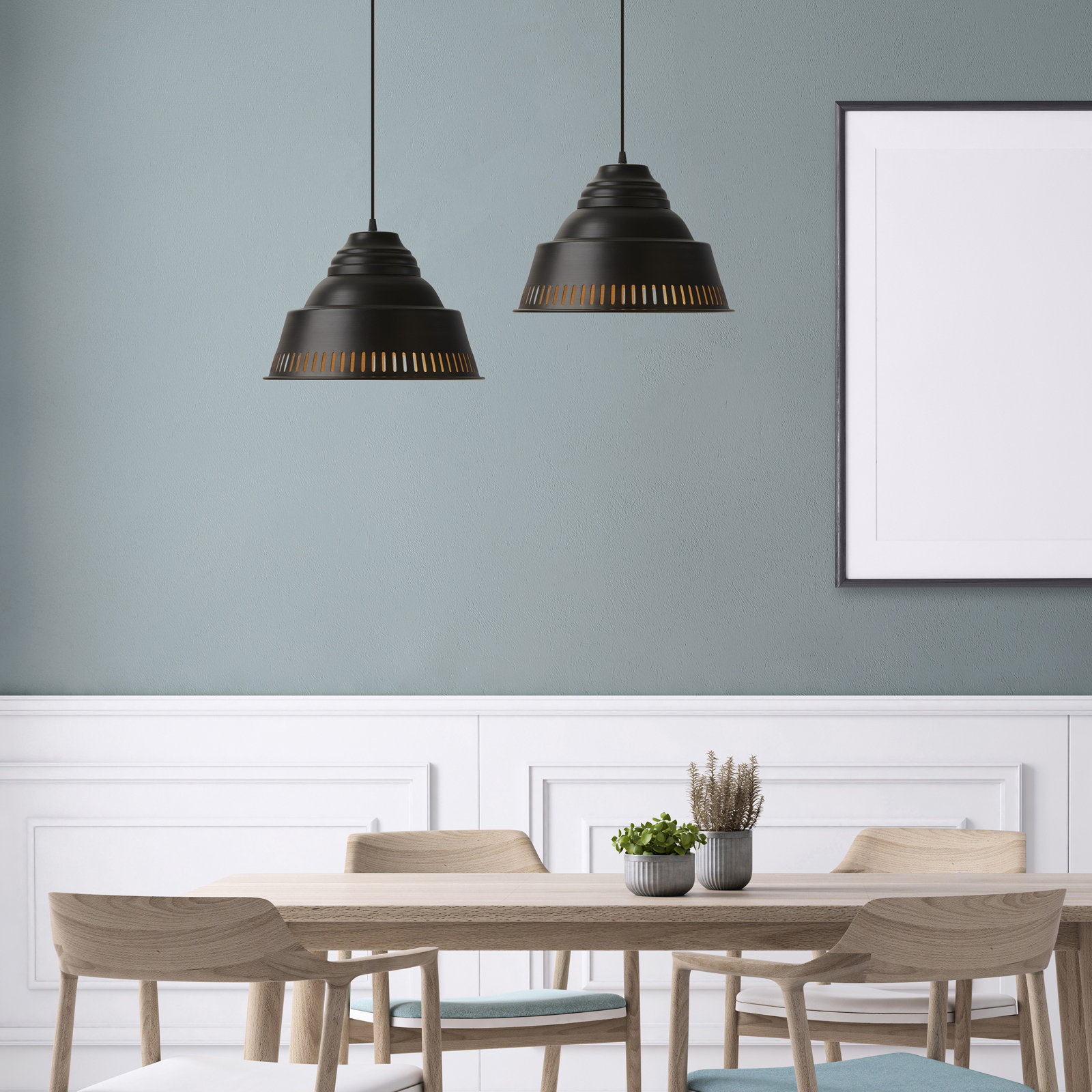 Desra Single Light Metal Dimmable Pendant, Black