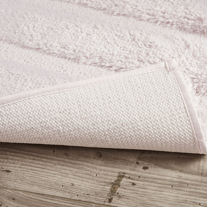 Bath Rug, 17x24", Blush Color, Stripe, , Non-skid Backing, Washable By Machine 17x24" , With Soft, Easy To Wash
