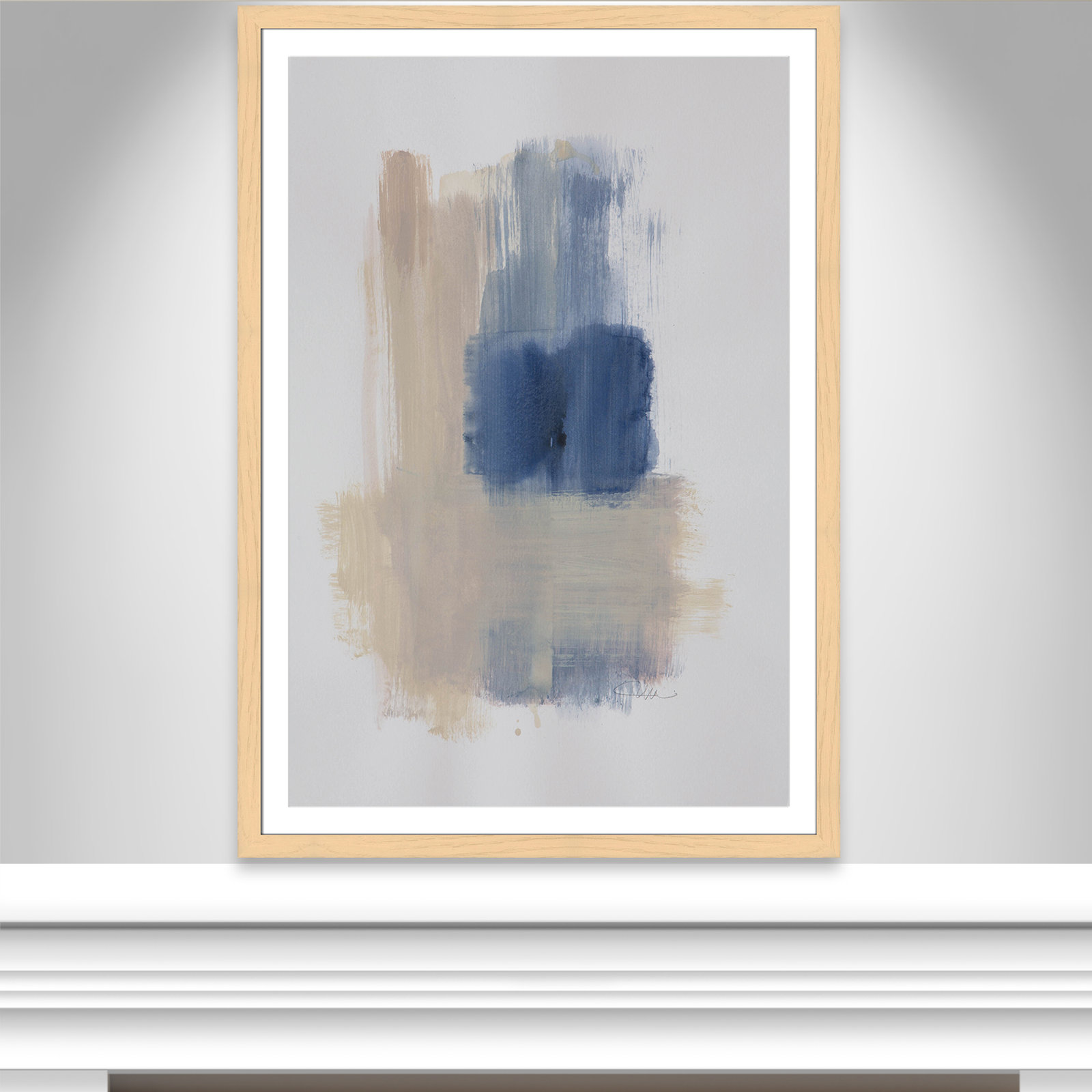 Esmeray "Powder Room Wash III" Print, 55" H x 39" W x 1.25" D, Natural Cube Frame Matted
