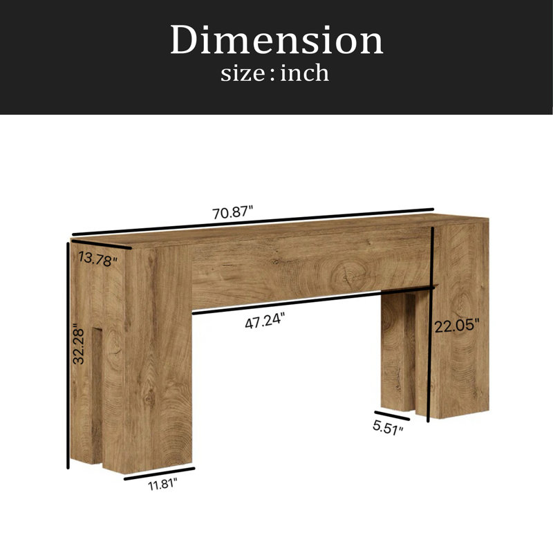 Table d'appoint rustique, console élégante en bois