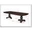 Table de salle à manger formelle rectangulaire 9 pièces avec rallonge de 18 pouces, finition brun café foncé foncé, base à double piédestal finement sculptée, ensemble de salle à manger en bois massif-688591825