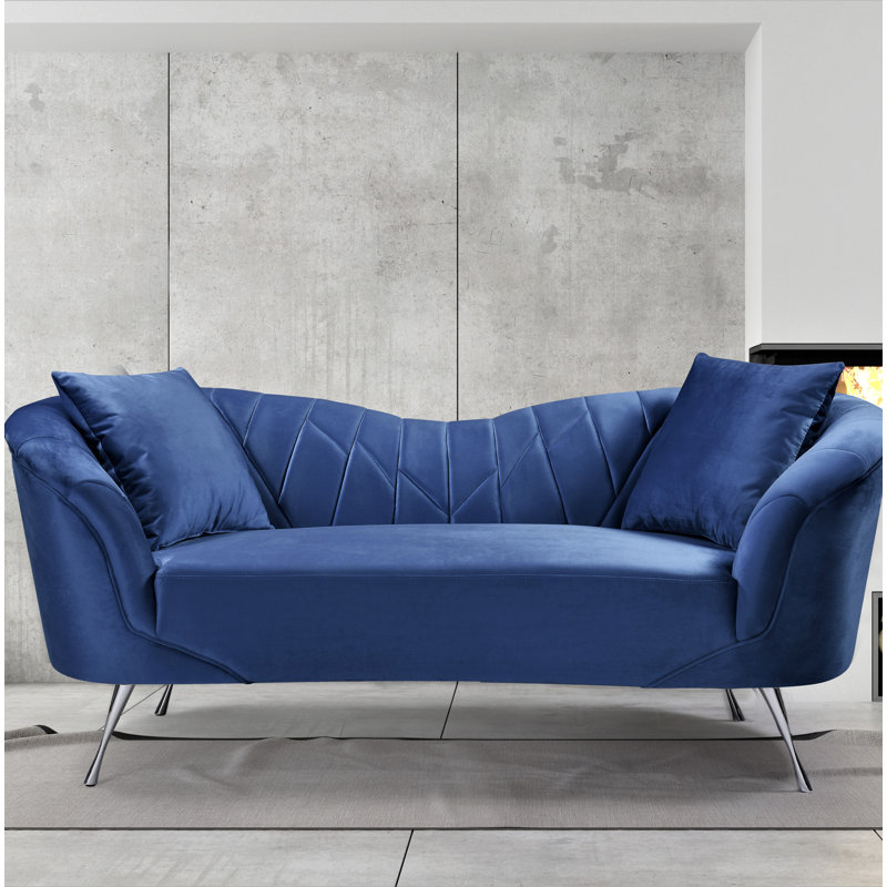 Eichler 70.34'' Velvet Sofa, Dark Blue