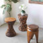 Table d'appoint 12 po x 12 po x 19 po en bois de brun et de paulownia brun