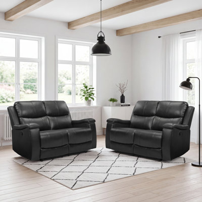 Causeuse inclinable manuelle en similicuir de 61 po (ensemble de 2)