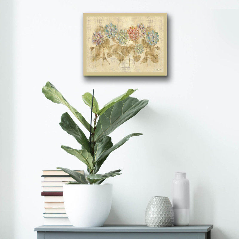 «Row Of Hydrangea» par Cheri Blum, art mural en verre acrylique, H 12 po x l 16 po x P 0,13 po