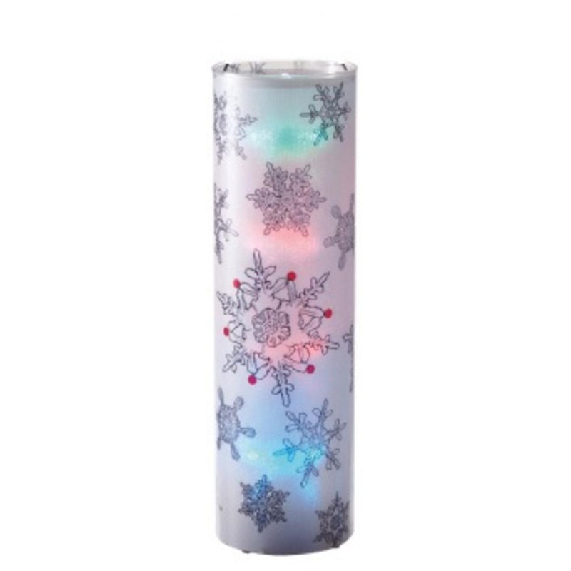 24" Pre-Lit Black and White Snowflakes Color Changing LED Christmas Lantern