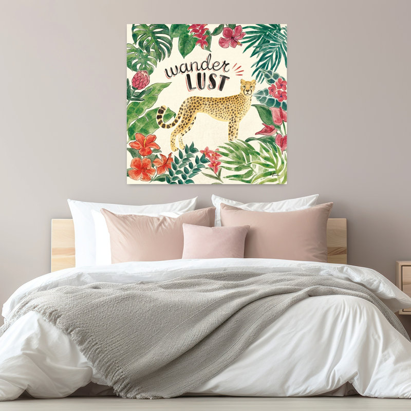 Jungle Vibes V abstrait fleur de lys d'hibiscus, art tropical, H 32 po x l 32 po