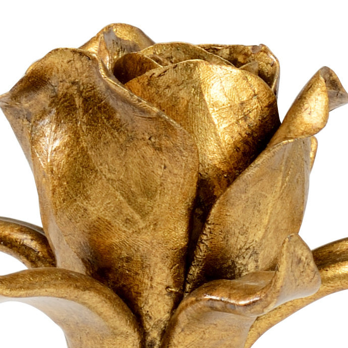 Sculpture rose sur support, Doré