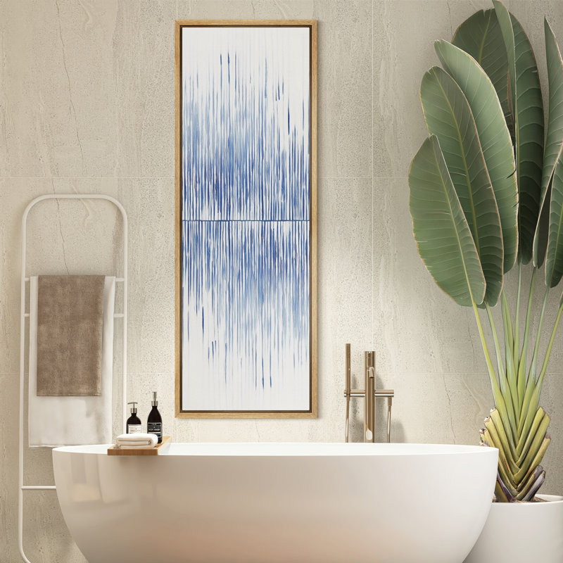 «Blue Linear Reflection Minimalist Abstract Art», reproduction d'art sur toile encadrée, H 60 po x l 20 po x P 1,5 po