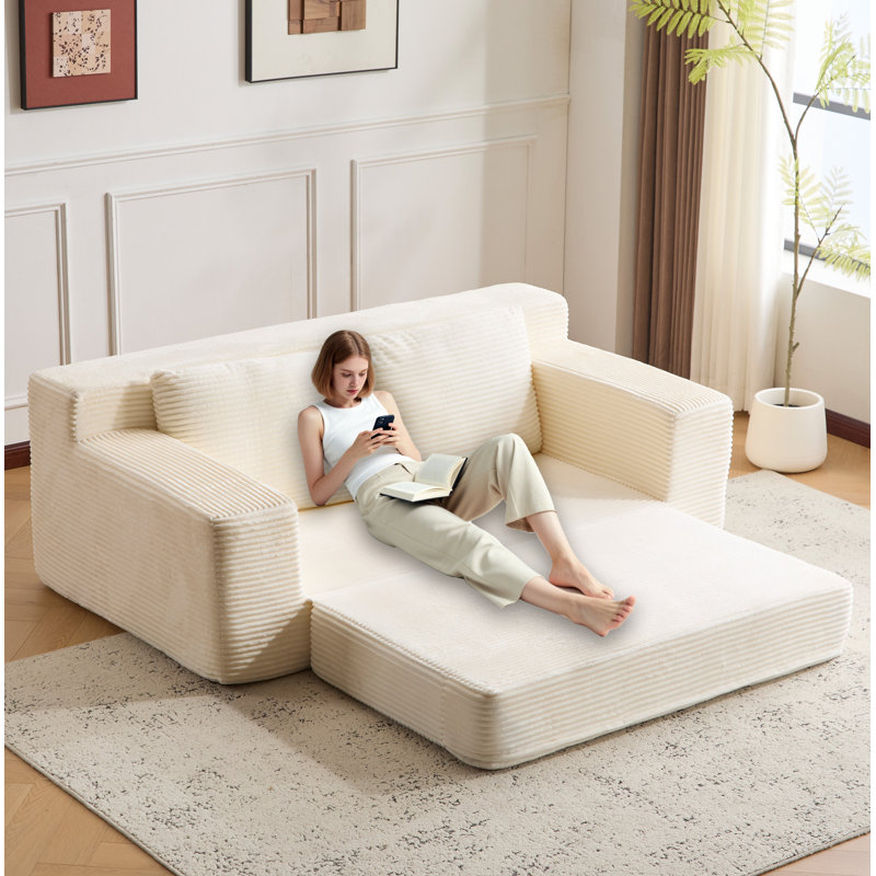 Canapé-lit confortable à assise profonde, Blanc