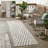 HomeRoots 8' Gray And Ivory Geometric Washable Indoor Outdoor Runner Rug