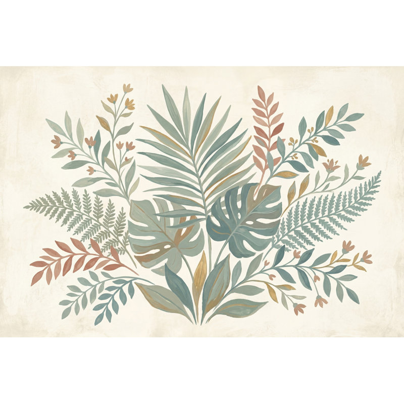 Murale de feuilles tropicales, 120 po x 96 po, Peler et coller
