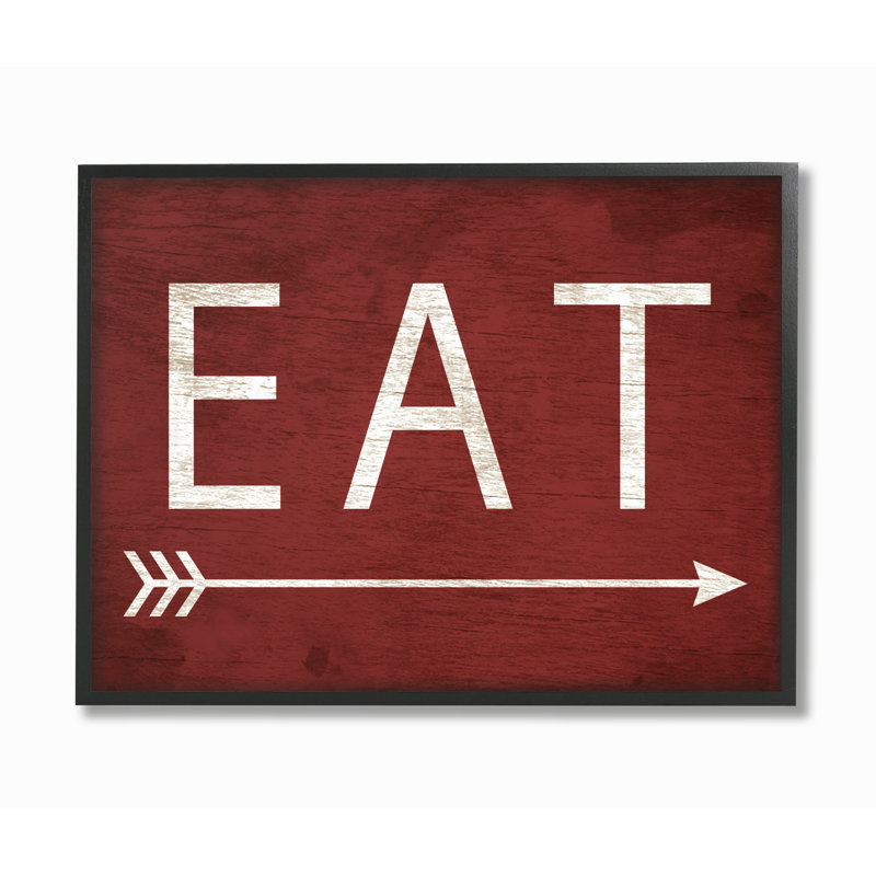 «Eat with Arrow Red» par Daphne Polselli, reproduction d'art textuel sur toile, H 11 po x l 14 po