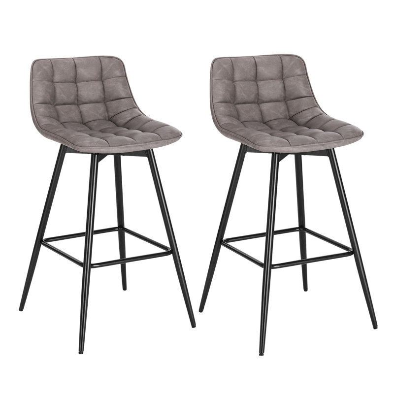 Upholstered Counter Stool with Metal Frame, Dark Grey, 1