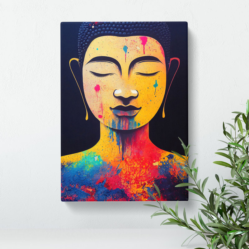 Paint Drip Buddha No.1 - Wrapped Canvas, 50cm H x 35cm W x 3cm D