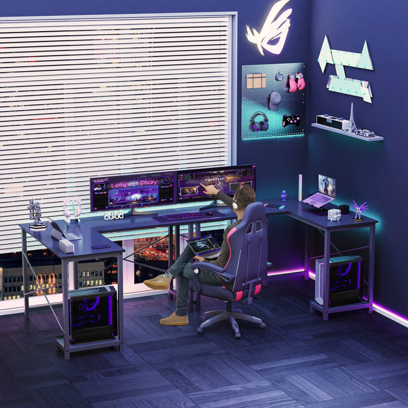 Bureau de jeu en L, Noir
