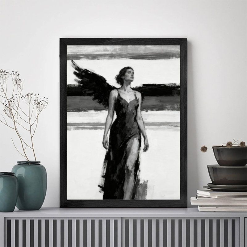 Reproduction d'art encadrée noire rétro, H 11 po x l 9 po