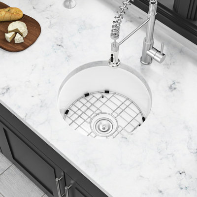18 Inch Ceramic Kitchen Sink - Single Bowl, Highly , White, Dual Mount With Drain Assembly And Smooth Cleaning Surface 18" Strong Stain , Bottom Grid For Durability Cleanliness