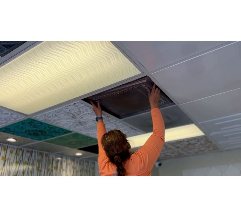 Cambridge Aged Copper 24'' x 24'' PVC Ceiling Tile Set