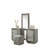 Glam Style 1Pc Vanity Set W/ Stool Plinth Base Silver Molding Glass Top LED On Headboard And Mirror Gray Finish Bedroom Furniture