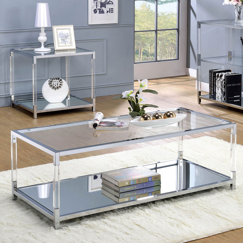 Table basse contemporaine Ludvig - chrome / transparent